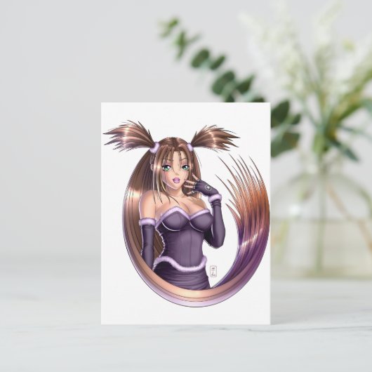 Anime Girl - Nikki Postkarte (Stehend Vorderseite)