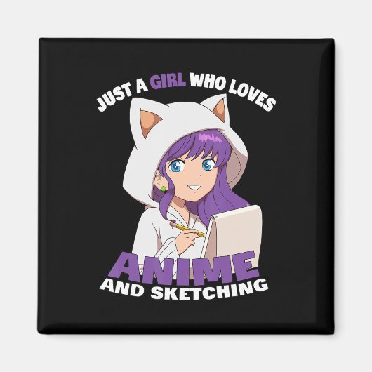 Anime Girl nur ein Mädchen, das Anime und Sketchi Magnet (Vorne)