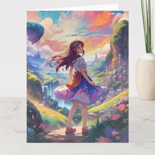 Anime Girl on Adventure Large Karte (Vorderseite)
