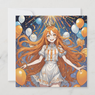 Anime Girl Orange zum Geburtstag Einladung