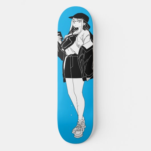 Anime Girl Out on Town Skateboard Deck (Vorderseite)