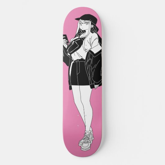 Anime Girl Out on Town Skateboard Deck (Vorderseite)