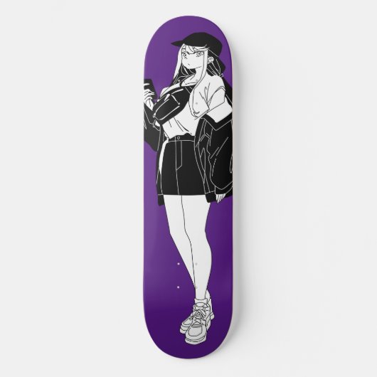 Anime Girl Out On Town Skateboard Deck (Vorderseite)