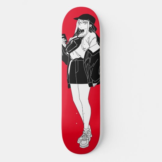 Anime Girl Out On Town Skateboard Deck (Vorderseite)
