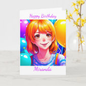 Anime Girl Personalisiert Geburtstag Karte (Gelbe Blume)