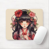 Anime Girl Pink-Blume Mousepad (Mit Mouse)