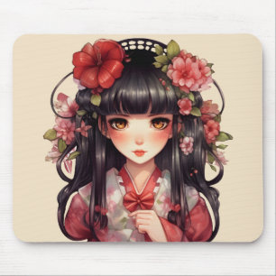 Anime Girl Pink-Blume Mousepad
