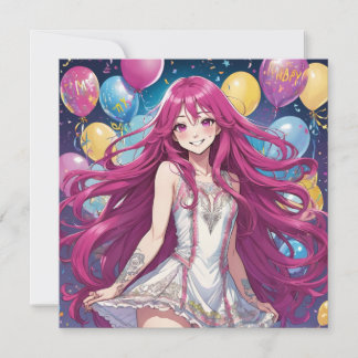 Anime Girl pinka Geburtstagseinladung Einladung
