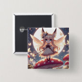 Anime Girl Pixie Hippie Moon Fairy Button (Vorne & Hinten)