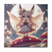 Anime Girl Pixie Hippie Moon Fairy Fliese (Vorderseite)