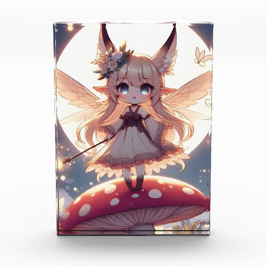 Anime Girl Pixie Hippie Moon Fairy Fotoblock (Vorderseite)