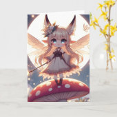 Anime Girl Pixie Hippie Moon Fairy Karte (Gelbe Blume)