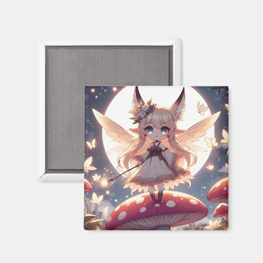Anime Girl Pixie Hippie Moon Fairy Magnet (Vorderseite/Rückseite)