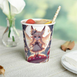 Anime Girl Pixie Hippie Moon Fairy Pappbecher