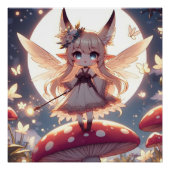 Anime Girl Pixie Hippie Moon Fairy Poster (Vorderseite)