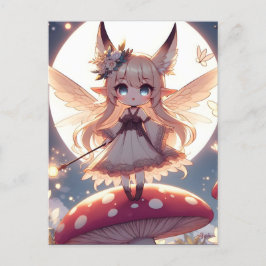 Anime Girl Pixie Hippie Moon Fairy Postkarte