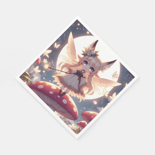 Anime Girl Pixie Hippie Moon Fairy Serviette (Ecke)