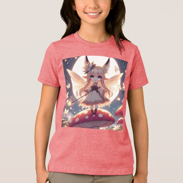 Anime Girl Pixie Hippie Moon Fairy Tri-Blend Shirt (Vorderseite)