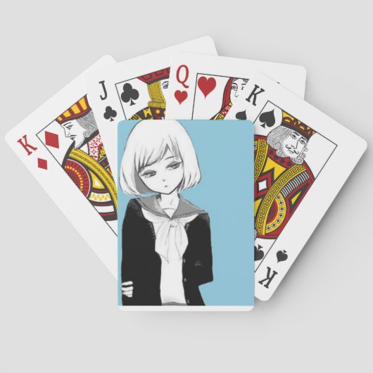 Anime Girl Playing Cards Spielkarten (Rückseite)