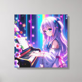 Anime Girl Playing Piano Leinwanddruck (Vorderseite)
