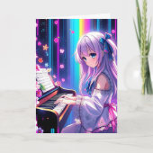 Anime Girl Playing Piano Personalisiert Geburtstag Karte (Vorderseite)