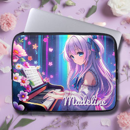 Anime Girl Playing Piano Personalisiert Laptopschutzhülle