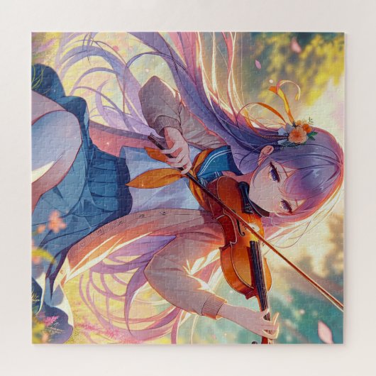 Anime Girl Playing Puzzle (Horizontal)