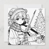 Anime Girl Playing Viola Christmas Einladung (Vorderseite)