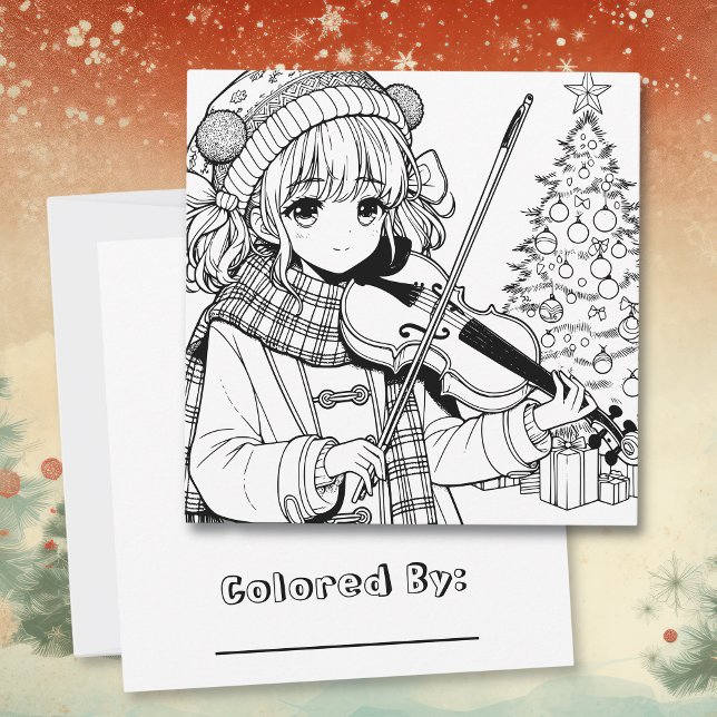 Anime Girl Playing Viola Weihnachtsfarben Seite (Von Creator hochgeladen)