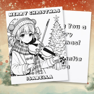 Anime Girl Playing Viola Weihnachtsfarben Seite