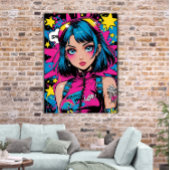 Anime Girl Poster Moderner Pop Art Style Wall Deko