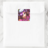 Anime Girl Quadratischer Aufkleber (Tasche)