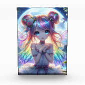Anime Girl Rainbow Hair Singing Moon Fairy Fotoblock (Vorderseite)