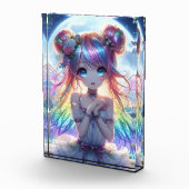 Anime Girl Rainbow Hair Singing Moon Fairy Fotoblock (Rechts)