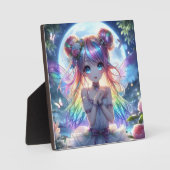 Anime Girl Rainbow Hair Singing Moon Fairy Fotoplatte (Vorderseite)