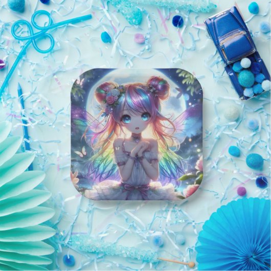 Anime Girl Rainbow Hair Singing Moon Fairy Pappteller (Party)