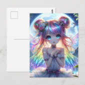 Anime Girl Rainbow Hair Singing Moon Fairy Postkarte (Vorne/Hinten)