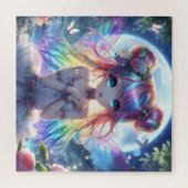 Anime Girl Rainbow Hair Singing Moon Fairy Puzzle (Horizontal)