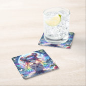 Anime Girl Rainbow Hair Singing Moon Fairy Rechteckiger Pappuntersetzer (Vor Ort)