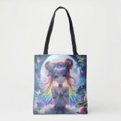 Anime Girl Rainbow Hair Singing Moon Fairy Tasche (Vorderseite)