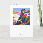 Anime Girl Rainbow Sweater Personalisiert Geburtst Karte (Rückseite)