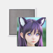 Anime Girl Realistic Fox Ears Magnet (Vorderseite/Rückseite)