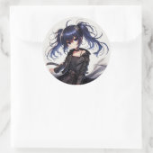 Anime girl rockistic Classic Round Sticker (Tasche)