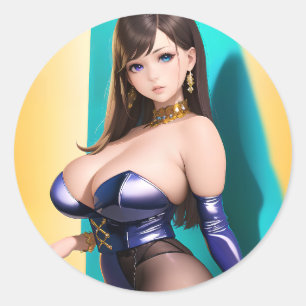 Anime Girl Runder Aufkleber