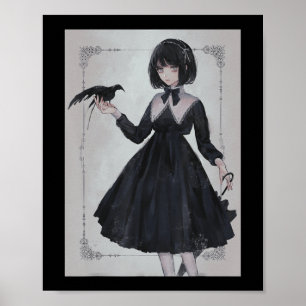 Anime Girl Sad Retro Ästhetik Japanisch Otaku Poster