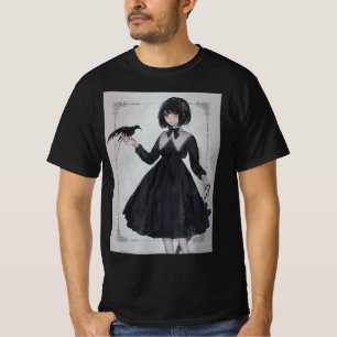 Anime Girl Sad Retro Ästhetik Japanisch Otaku  T-Shirt