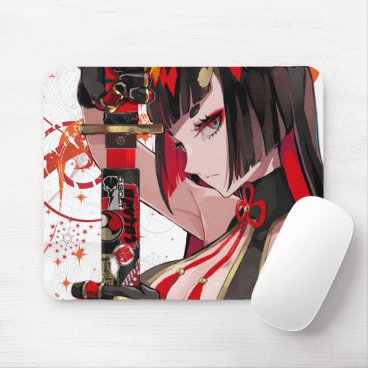 Anime girl Samurai Mousepad (Mit Mouse)