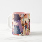 Anime Girl Shopping Zweifarbige Tasse (Vorderseite Links)