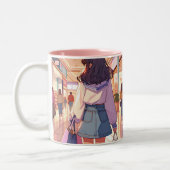 Anime Girl Shopping Zweifarbige Tasse (Links)