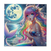 Anime Girl Singing Moonlight Pixie Rainbow Mermaid Fliese (Vorderseite)